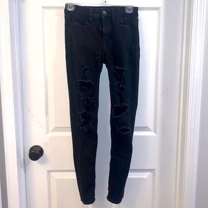 American eagle black ripped jeans